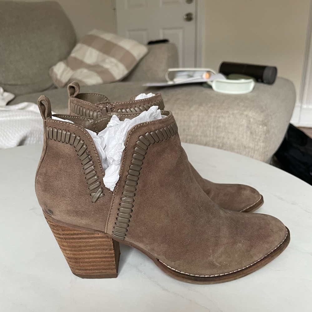 DV by Dolce Vita Brown Suede Ankle Booties with Western Flair